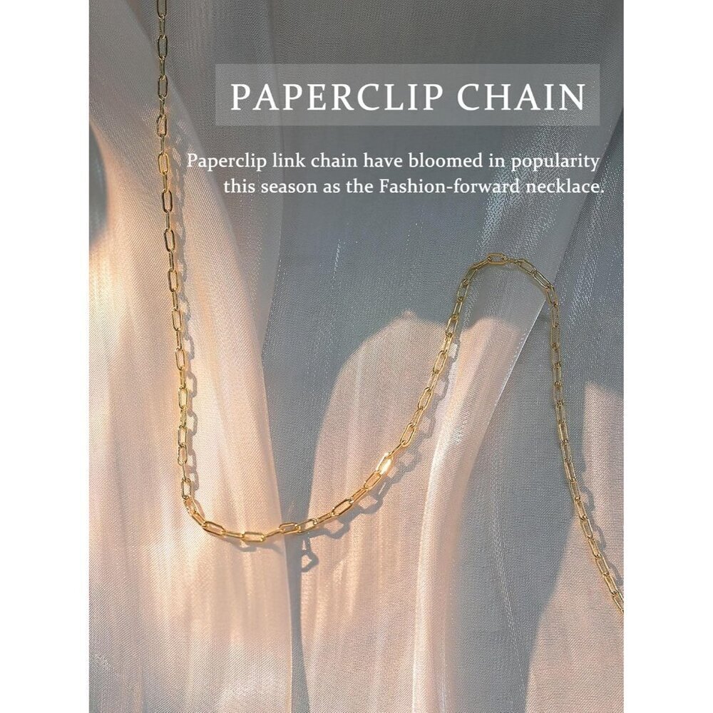 14K Gold Paperclip Plated 925 Silver Chain Necklace 14-20" Dainty Choker Women - Picture 2 of 7